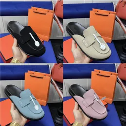 المصمم Go Chypre Slippers Bostons Cork Sandals Mueller Slippers Women Men Leather Suede Taupe Slipper Size35-45