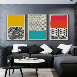 Современная разноцветная абстрактная геометрическая настенная живопись на холсте, постеры и принты, галерея, детская кухня, домашний декор241n