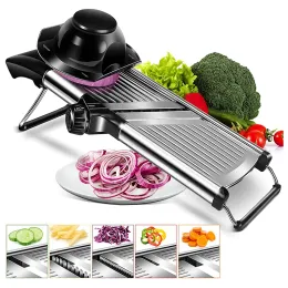 Ferramentas 304 Aço inoxidável Mandolina ajustável Slicer Cutter Professional Cretador vegetal com lâminas Gadgets de cozinha