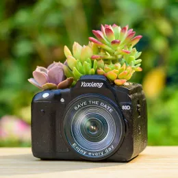 Planters Classic Digital Camera Flowerpot Ornament Harts Crafts Unique Potted Plant Container Desktop Planterare Krukor för dekorplantning