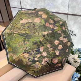Trzykrotnie automatyczny składany parasol Projektant L marka parasol Luksusowe damskie męskie Słońce Outdoor Słońce Umbrella Sprzęt CSD2403133
