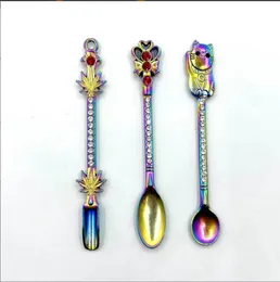 Smoking Pipes Hot selling exquisite metal colorful diamond cigarette spoon, cigarette shovel, cigarette nail, small spoon cigarette accessories