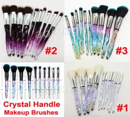 Makeup szczotki krystaliczne Zestaw rękojeści 10 szczotek kosmetyczny Diamentowy Transparent Kabuki Contour Powder Foundation Container S3627434