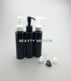 BEAUTY MISSION 48 pcslot 100ml black round PET bottle essential oil pump empty Cleansing Oil plastic bottles container3941465