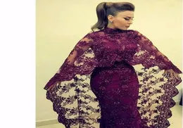 두바이의 Abaya Purple Lace Mermaid Muslim Evening Dresses Arabic Celebrity 형식 파티 가운 Yousef Aljasmi Kaftan 무도회 드레스 WIT4100652