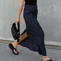 Spódnice 2024 pasiastka pasiastka A-line-line Kobiet Streetwear Spring Summer Modna projektantka Asymetryczna estetyka Y2K