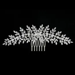 SLBRIDAL Luxury Trendy Charm Sparkling Fashion Cubic Zirconia Bridal Hair Comb Wedding Women Girls CZ Jewelry Hair Accessories 240305