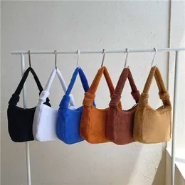 HBP Non-Brand Wholesale winter new womens fashion popular single shoulder bag simple solid color soft handbag candy fluffy armpit