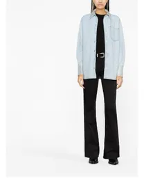 Женская джинсовая рубашка больших размеров с рваными кристаллами и украшением, хлопковая джинсовая рубашка, полосатая рубашка-поло с кружевной отделкой из перьев, нашивка с отверстием для сращивания