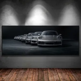Caligrafia luxo estilo industrial porsche 911 esporte carro retro cartaz pintura em tela parede arte impressão imagem sala de estar decoração casa cuadros