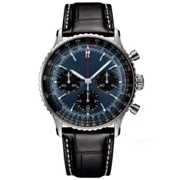 Men Man Designer Watches Brei 1884 Męski kwarcowy zegarek 50 mm skórzany pasek niebieski czarny szafir zegarek Super Montreux Pass Watches Pełna funkcja Chronograf