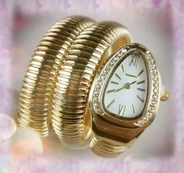 Luksusowy kwarc damski złoto zielony niebieskie tarcze zegarki moda data diamentów pierścień pszczoły zegar węża