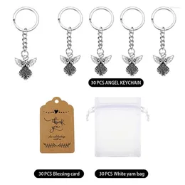 Keychains 30st/Set Angel Pendant Keychain Dopning Gift Keyring With Yarn Bag Dropship