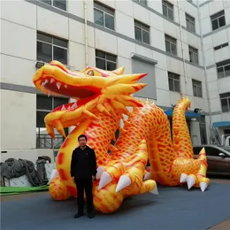 Großhandel 8m 26ft Länge Riesiger aufblasbarer chinesischer Dargon-aufblasbarer Drache-Dino für die Dekoration von Schlauchbooten