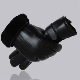 MPPM Men sheepskin gloves genuine leather glove for men winter Outdoor warm fur thickening thermal patchwork gloves T200111263H