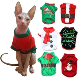 ドッグアパレルクリスマスシリーズプリントコスチュームピュアコットンベスト子犬のシャツ服スモールドッグXmasペットスフィンクス猫Kitten247H