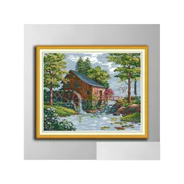 أدوات Craft Water Mill 1 DIY Cross Stitch Enterlework مجموعات العد العد على القماش DMC 14CT 11CT CLOTH COTTON MO OT6L2