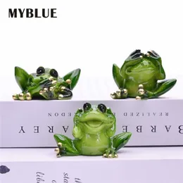 MyBlue 3 PCS Set Don't Talk Don't Lyssna Don't Look Frog Figurine Miniature Fairy Garden Nordic Home Room Decoratio255i