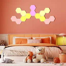 Hexagon kvantlampor RGB ultratunna större DIY WiFi Blue Tooth Wall Light Night Light for Gaming Room