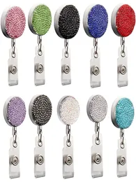 Porta badge con diamante Bling 9 colori con strass Porta badge retrattile con porta badge ID con clip Forniture per ufficio7448676