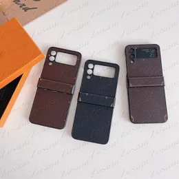 Retro Luxury Design Phone Cases for Samsung Z Flip 5 3 4 Leather Flower Print Case Fold Screen Z Flip3 Flip4 Flip5 Protection Cover Fashion shell