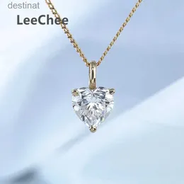 Other 1CT Heart Cut Moissanite Pendant Real 18K Yellow Gold 6.5MM VVS Lab Diamond Necklace for Women Anniversary Gift Romantic JewelryL242313