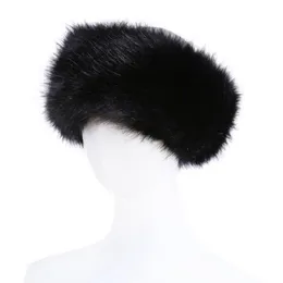 10 kolorów Women Faux Fur Headband Luksus Regulowany Zimowe ciepłe czarne białe natury Dziewczyny Futrzane warmeryczne czapki dla kobiet2621