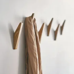 Natural Wood Wall Coat Rack Clothes Hanger Wall Mounted Coat Hook Decorative Key Holder Hat Scarf Handbag Storage Room Decor 240305