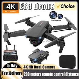 Dronlar Yeni E88PRO RC DRONE 4K Profesinal 1080p Geniş Açılı Çift HD Kamera Katlanabilir RC Helikopter WiFi FPV Yükseklik önlük tutma LDD240313