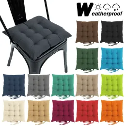 Pillow Waterproof Square Cushion Outdoor Restaurant Garden Courtyard Tufted Padded Chair Cushion Fixed Backrest Pillow 40x40x5cm