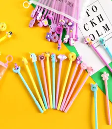 Lots Style Cartoon Cartoon Creative Unicorn Black 038mm Gel Pen Kawaii Gift Silicone Stationery Pen School Office9497886