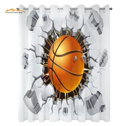 Curtains Sports Curtains Basketball and Old Plaster Concrete Wall Damage Breaking Sports League Living Room Bedroom Window Curtain Grey