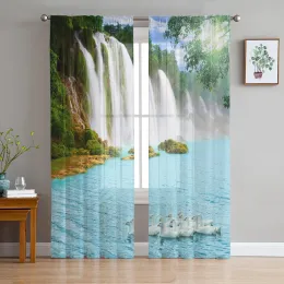 Shutters Youth Bedroom Sheer Curtains Waterfall Swan Woods Kitchen Study Hanging Curtains Living Room Holiday Decor Tulle Curtains
