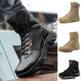 Fitness Shoes Mens Tactical Boots High Top Hiking Lace-Up Mountain Waterproof Military Thick Bottom