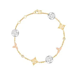Bracciale da donna a 3 colori integrato piccolo fiore in acciaio inossidabile Sier placcato oro braccialetti con ciondoli in cristallo gioielli di design raffinato regalo quotidiano di compleanno