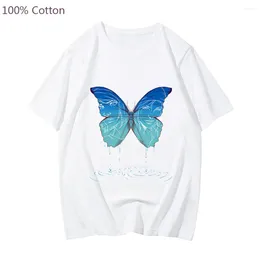 T-shirt da uomo Life Is Strange Blue Butterfly T-shirt Manga carine T-shirt anime T-shirt in cotone morbido T-shirt girocollo grafica da uomo