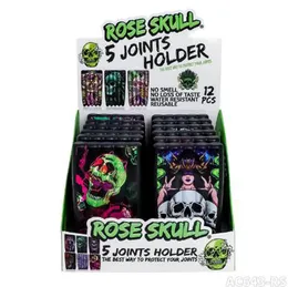 Rose Skull Shape Smoking Tobacco Plastic Doob Tube Stash Jar 120mm Herb Storage Container 3 5 Articulações Titular Cigarro Rolling Cone Papel Pill Box Pré Roll Package Case