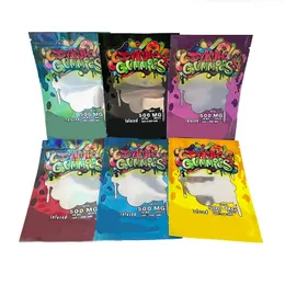 Dannk Gummies holografische Verpackungsbeutel, 500 mg, Mylar-Beutel, gemischte Farben, mit Reißverschluss