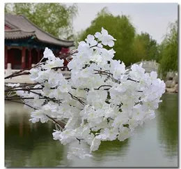 Künstliche Kirschblüten-Hochzeitsdekorationen, Seiden-Sakura, ein Meter lang, ein Blumenstrauß, drei Zweige, einschichtige Blütenblätter, niedrigster Preis: 4816172
