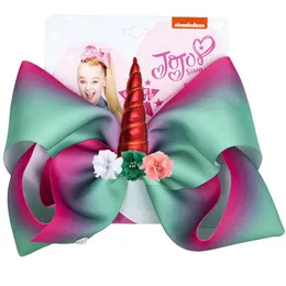 8039039 Jojo Hair Bow كبير الترتر Unicorn Bows Blitter Bands for Girls Boutique Pompom Hair Clip Access3385581