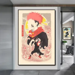 Caligrafia jujutsu kaisen cartaz clássico anime japonês pintura em tela impressões yuji ltadori fu heihui gojou arte da parede decoração da sala de estar