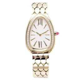 Orologio di Lusso Diamond Watch Silver Plated Clock Snake Shape Quartz Movement Watches Pink Blue Diamonds Sapphire Glass Designer Wristwatch med Box SB066 C4