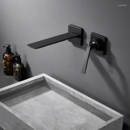 バスルームシンクの蛇口豪華な真鍮の壁掛け蛇口1ハンドル冷水盆地ミキサータップ高品質ガングレークロム黒い白い