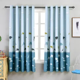 Gardiner ahoyikaa moderna blackout gardiner delfin blå trasa för vardagsrum sovrum barns rum fönster tyger färdiga draperier