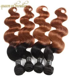 Ombre Virgin Hair Brazilian Peruvian Virgin Hair Body Wave 3 번들 바디 웨이브 인간 머리 확장 T1B302611624