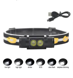 D10 D25 2000lumens XML2 LED Mini Headlamp 6Mode USB Rechargeable Headlight Bicycle Flashlight1569740