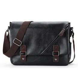 Luxus Marke Leder Herren Umhängetasche Männlichen Schwarzen Business Sling Taschen Vintage Umhängetasche Für Männer Casual Schulter Bolsa 240311