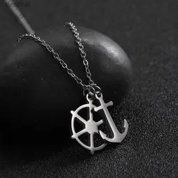 펜던트 목걸이 Dreamtimes Rudder and Anchor Double Pendants 목걸이 여성 여성 고품질 스테인레스 스틸 체인 레트로 해적 보석 2023L242313