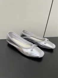 Designer-Damen-Kanal-Ballettschuhe, modisch, flacher Boden, echtes Leder, The Row-Schleife, lässige Komfort-Slipper 6342