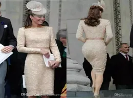 Celebrity Kate Middleton Champagne Mother of the Bride Dresses Long Hides Zipper Back Short Wedding Party Gowns2634608